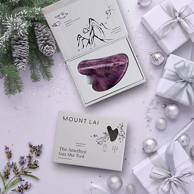 Mount Lai -The Amethyst Gua Sha Facial Lifting Tool | Face Sculpting Tool for Skin Care | Guasha Tool for Face and Body | Facial Massage Tools to Relieve Muscle Tension and Reduce Puffiness