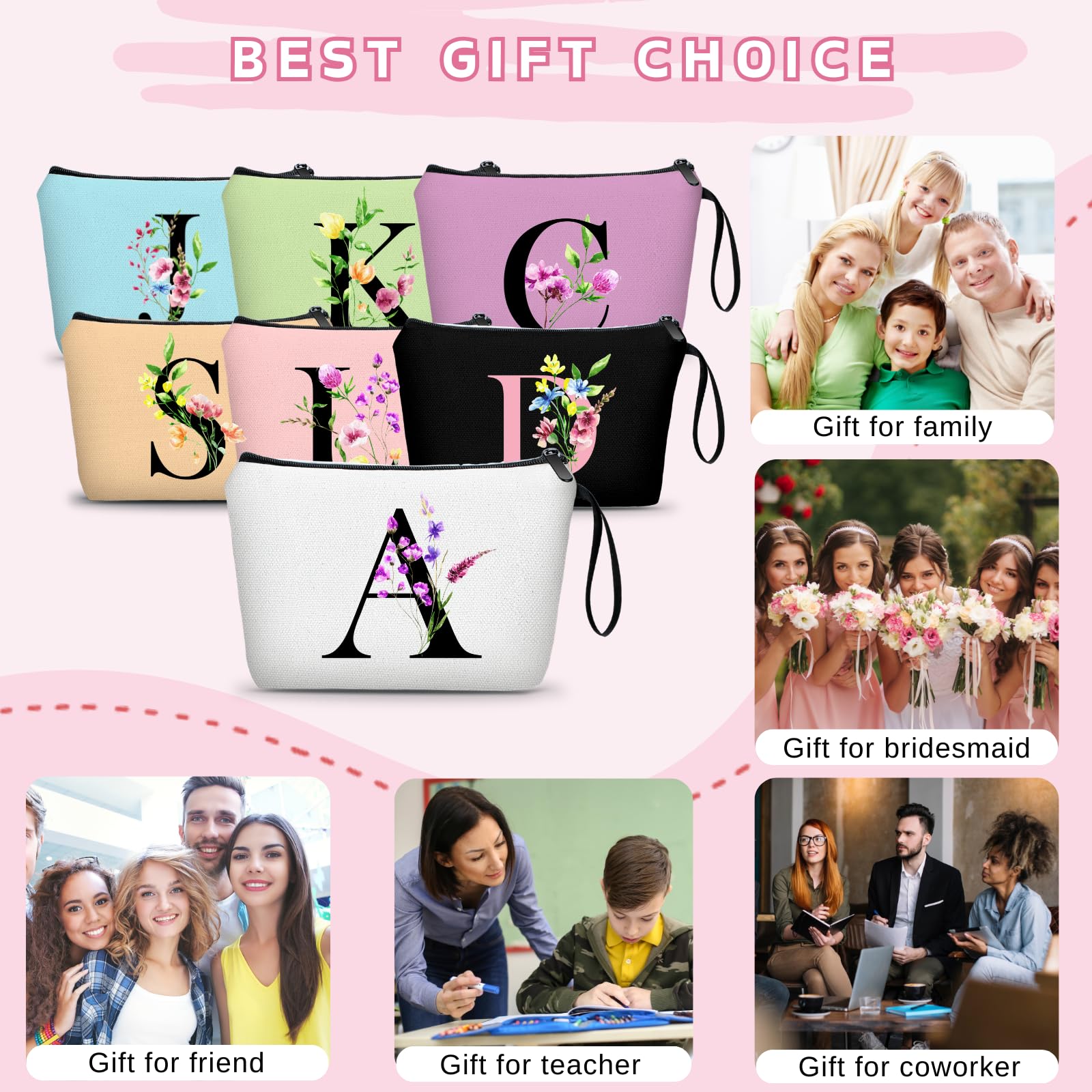 SEAMOON Bridesmaid Proposal Bridal Birthday Unique Gifts for Women Bride Friend Bestie Personalized Travel Make up Cosmetic Bag with Mirror Valentines Mothers Day Christmas Graduation R