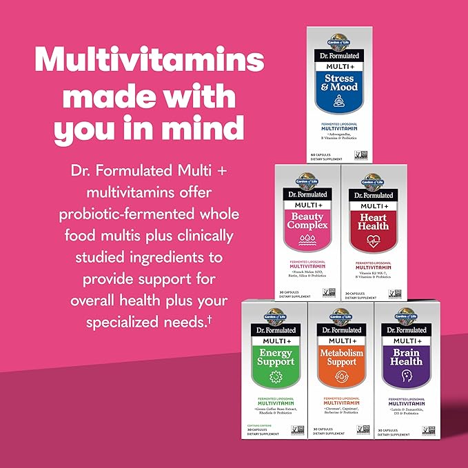 Garden of Life Dr. Formulated Multi+ Beauty Complex Capsule with Biotin, French Melon & Probiotics – Hair, Skin & Nails, Non-GMO, Gluten-Free, 30 Vegetarian Capsules
