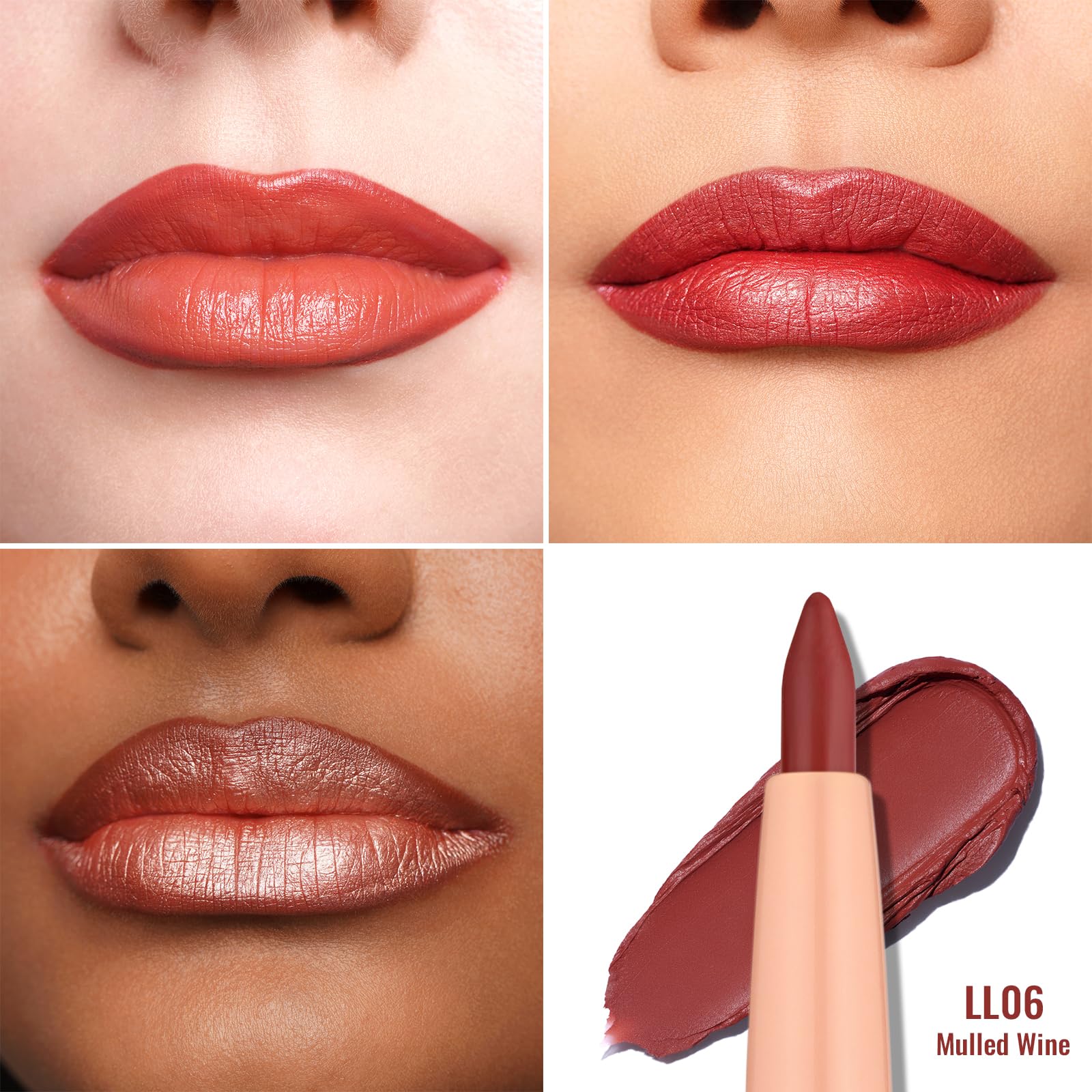 Oulac Waterproof Lipliner Pencil - Smooth and Creamy, Retractable Lip Makeup for Precision Application, Vegan & Cruelty-Free, LL06 Mulled Wine