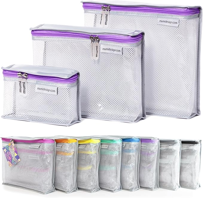 MUMI Travel Toiletry Bag Set of 3 - Clear TSA Approved, Purple