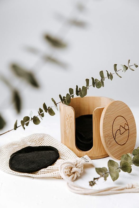 Reusable Makeup Remover Pads with Bamboo Holder – Washable Bamboo Cotton Rounds for Face, Toner & Sensitive Skin – Eco Friendly Zero Waste Skincare Set by EIRA