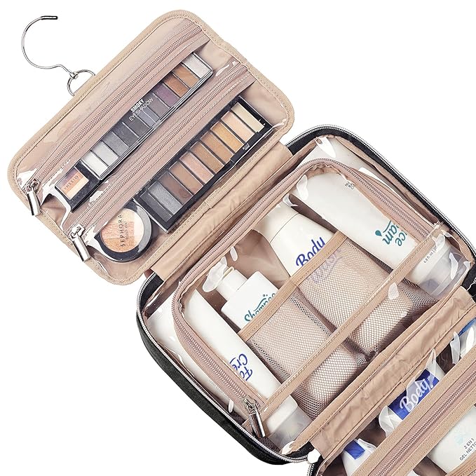 NISHEL Travel Toiletry Bag for women, Portable Hanging makeup Organizer