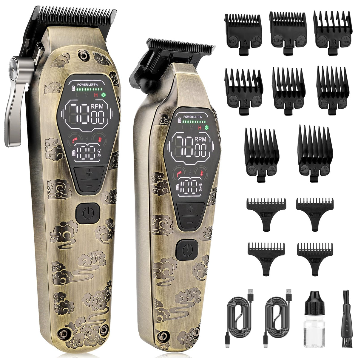 QREEYX Hair Clippers for Man T-Blade Trimmer Nose Hair Trimmer Electric Shaver Set, Professional 4 in 1 Barber Clippers Set for Haircut, Men’s Grooming Kit with LCD Display, Ideal Gift for Him