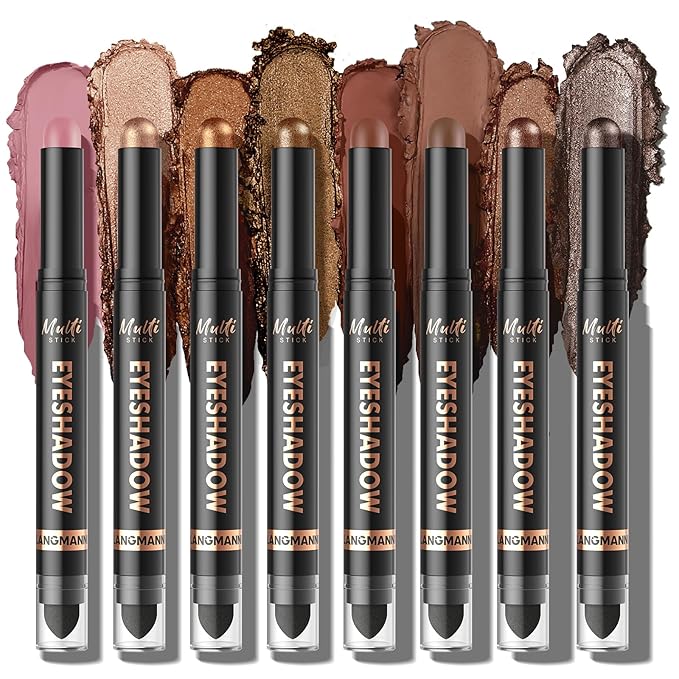 LANGMANNI 8 Color Waterproof Dual-Ended Eyeshadow Stick Set, Eye Makeup #B