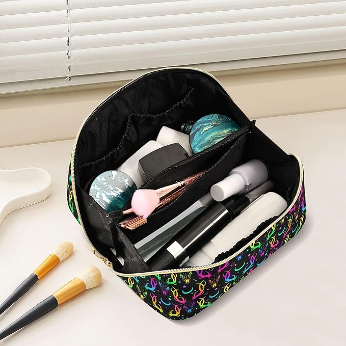 MNSRUU Makeup Organizer Bag, Bright Deer Skulls Travel Makeup Bags Makeup Vanity Case Large Capacity Rhombus Cosmetic Toiletry Bag for Girl Women Ladies