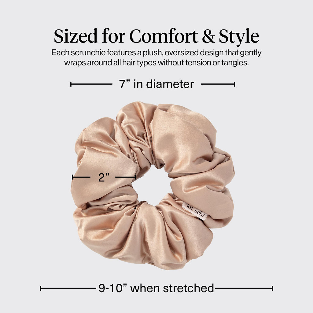 Kitsch Pillow Satin Scrunchies for Women - Blush, 4pcs