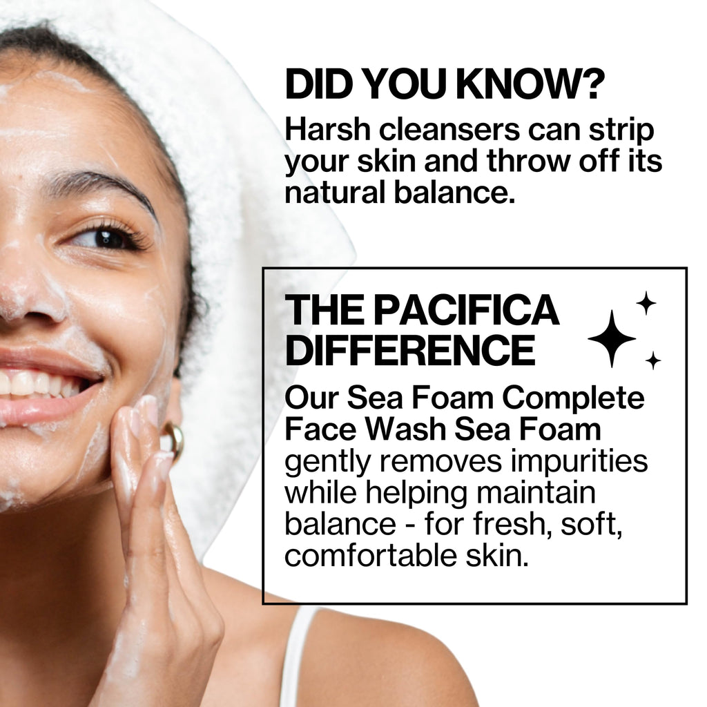 Pacifica Face Wash - Sea Foam Mini Travel Size, Skincare, Daily Gentle Foaming Cleanser, Makeup Remover, Face Cleanser, Skin Care, For Combination and Oily Skin, Vegan, 1.4 fl oz (1 Count)