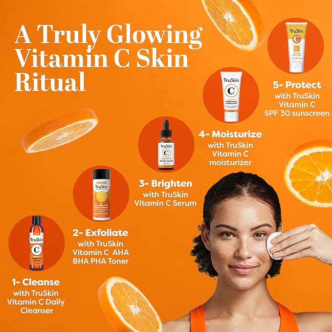 TruSkin AHA PHA BHA Liquid Exfoliant Toner with Vitamin C, 4.2 fl oz