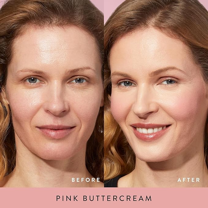 LAURA GELLER NEW YORK Baked Blush-n-Brighten for Mature Skin - 01 Pink Buttercream- Powder Blush Won't Settle into Fine Lines - Buildable Natural Finish – Longlasting Formula - Made in Italy