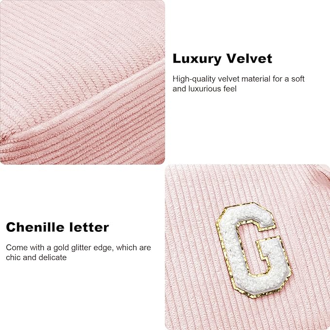 Cute Makeup Bag for Women - Monogram Personalized Initial Makeup Bags Cosmetic Pouch Pink Make Up Case for Women Her Best Friend Friendship Sister Teacher, Birthday Gifts for Girls (Letter E, Pink)
