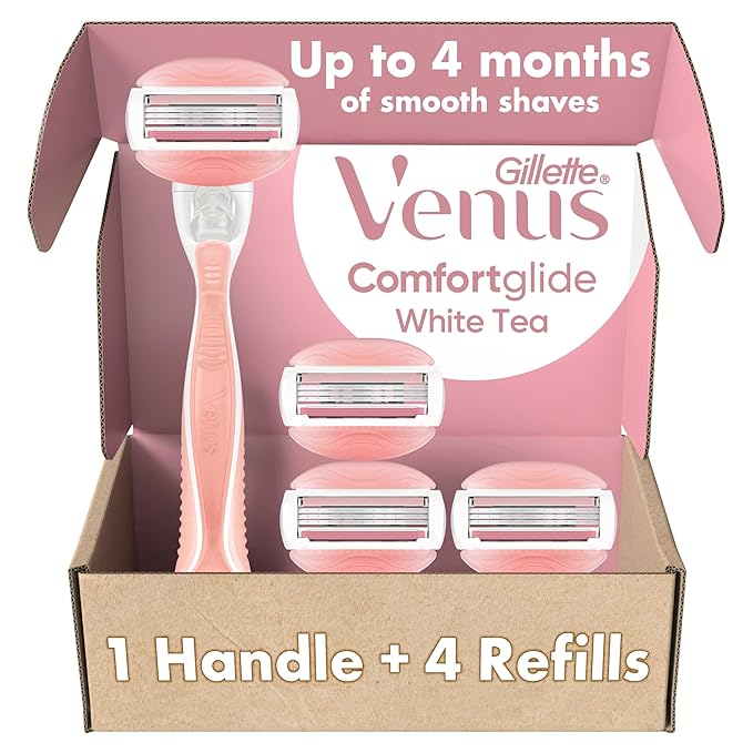 Gillette Venus ComfortGlide White Tea Women's Razor 1 Handle + 4 Blade Refills