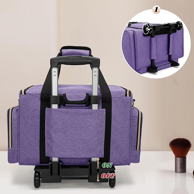 LUXJA Rolling Makeup Case with 3 Removable Makeup Bags and 1 Brush Holder