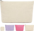 Fammart Corduroy Makeup Bag, Travel Cosmetic Bag Organizer Toiletry Bag Make Up Bags with Zipper & Compartments for Women Girls