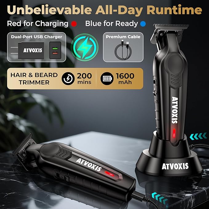 ATVOXIS Hair Trimmer for Men, Trimmers for Barbers, Zero Gapped T Liners Clippers, T Blade Trimmer, Line Up Shape Up Edgers Clippers for Men