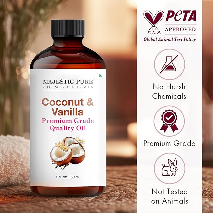 Majestic Pure Coconut Vanilla Essential Oil for Diffuser - 2 Fl Oz