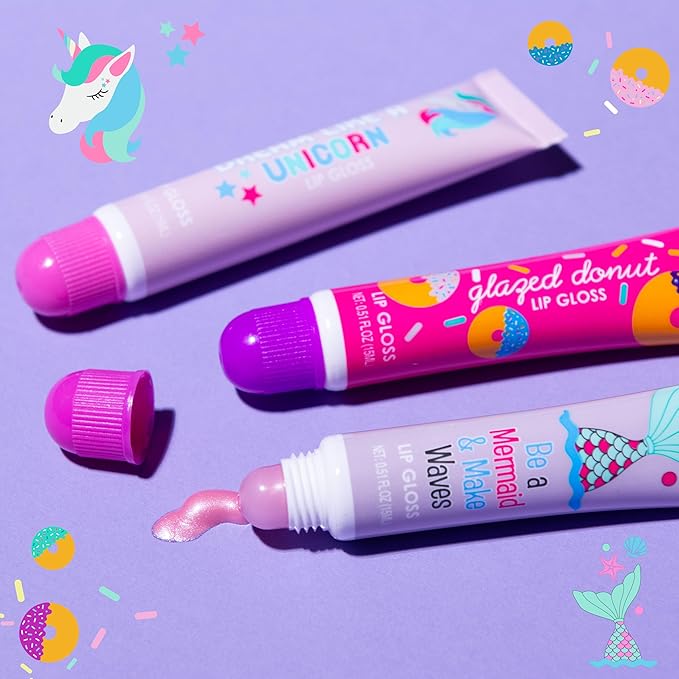 24pc Unicorn Lip Gloss Kit - Fruity Flavored Assorted Colors Non-Toxic