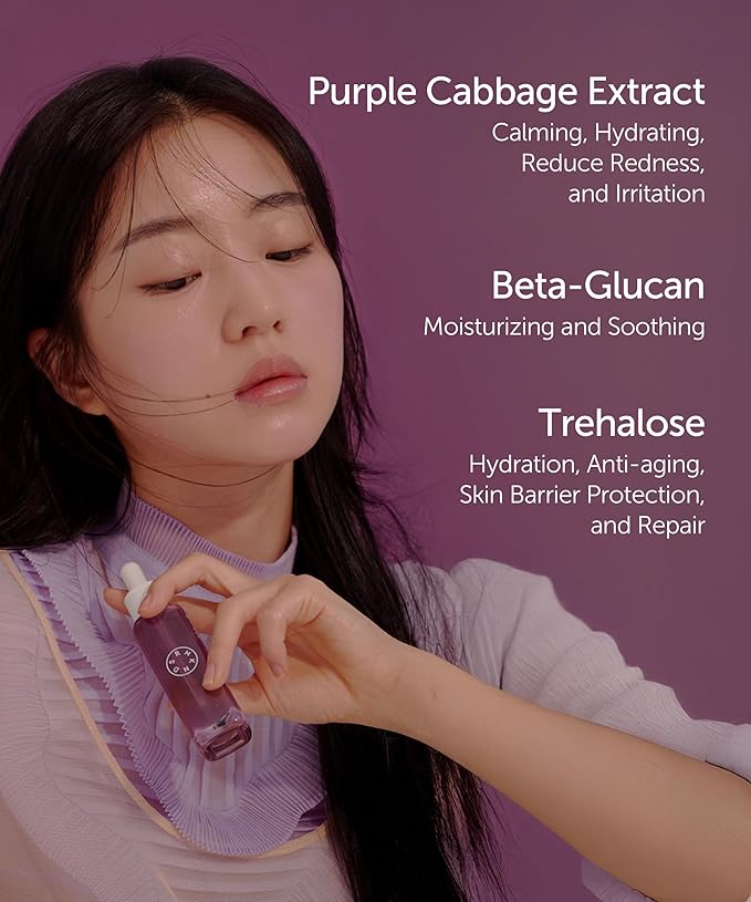 SERUMKIND Purple Cabbage Drop Serum, Soothing & Comfort Care, Red Cabbage Extract, Beta-Glucan, Korean Skincare (1.01 fl oz / 30 ml)