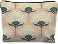 RYYCDOI Vintage Boho Floral Pink Makeup Bag, Art Deco Floral Botanical Cosmetic Bags for Women, Boho Gifts for Women, Retro Mid Century Modern Art Zipper Makeup Pouch