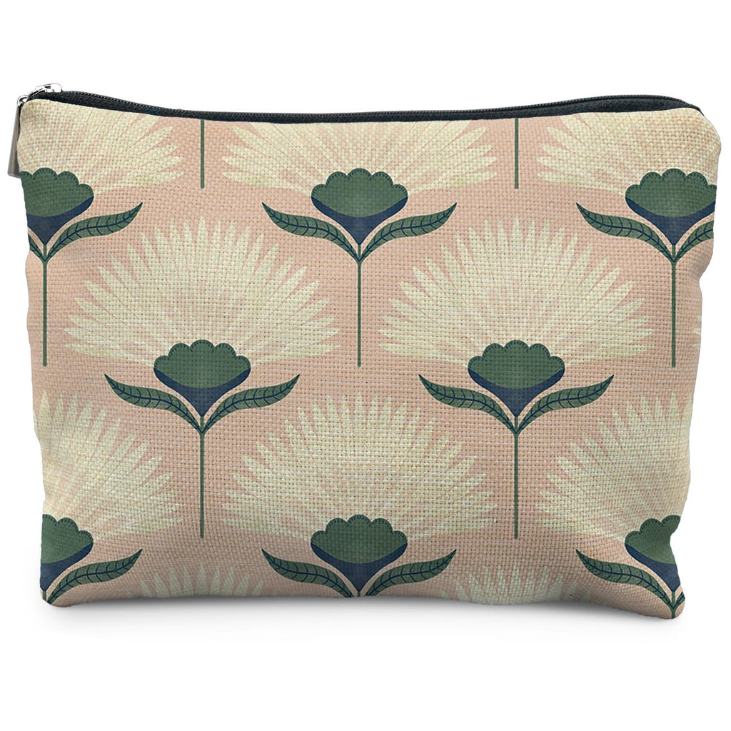RYYCDOI Vintage Boho Floral Pink Makeup Bag, Art Deco Floral Botanical Cosmetic Bags for Women, Boho Gifts for Women, Retro Mid Century Modern Art Zipper Makeup Pouch