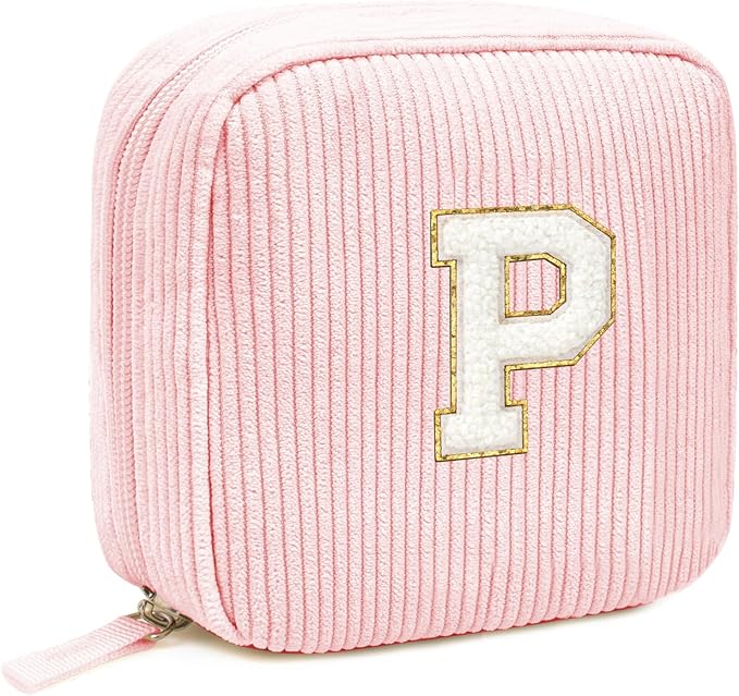 Gifts for Sister - Birthday Gifts for Sister, Sister Gifts, Sister Gifts from Sister, Sister Birthday Gifts Unique, Sister In Law Gifts, Cute Initial Makeup Bag Travel Bag Girl(Letter P, Pink)