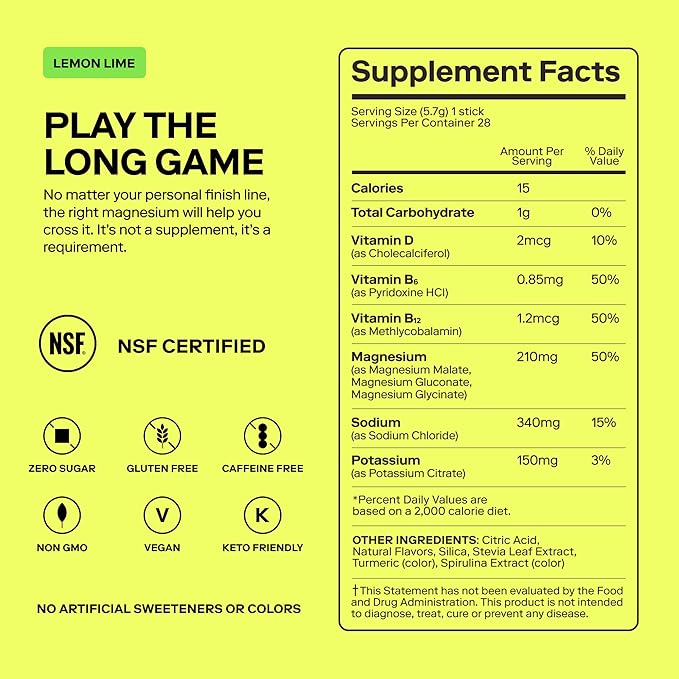 MAGNA Electrolytes Powder Drink Mix for Hydration, Energy & Focus Support with Magnesium L Threonate, Sodium, Potassium, Vitamin D, B6 & B12, Sugar Free, Lemon Lime Flavor, 14 Servings