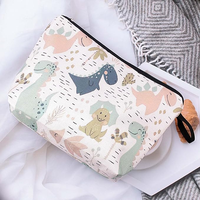 Pebarmnt Cute Animal Lovers Gifts Dinosaur Cosmetic Bag Makeup Pouch with Zipper (dinosaur)