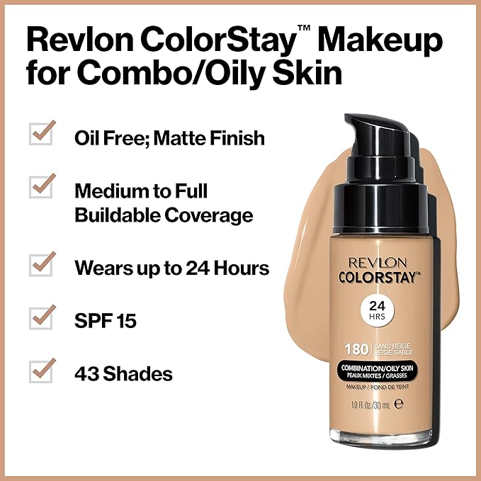 Revlon Colorstay Longwear Makeup Combo/Oily, 330 Natural Tan, 1 fl oz