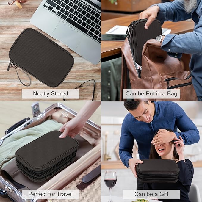 FYY Electronic Organizer, Travel Tech Pouch Bag, Large, Coffee