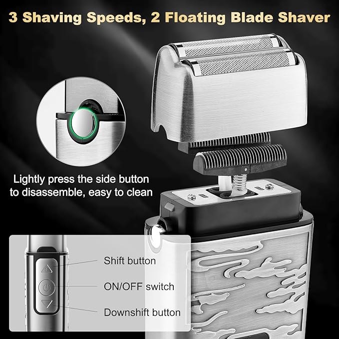 QREEYX Hair Clippers for Man T-Blade Trimmer Nose Hair Trimmer Electric Shaver Set, Professional 4 in 1 Barber Clippers Set for Haircut, Men’s Grooming Kit with LCD Display, Ideal Gift for Him