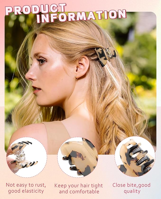 CHLINS 12 Pcs Small Hair Clips for Women, Cute Acrylic Mini Claw Clips Accessories for Thin Fine Hair, Non-Slip Little Jaw Clamps for Half Updo Styling & Bangs