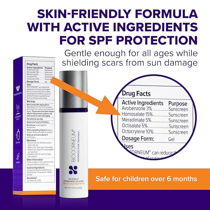 Biocorneum Silicone Scar Gel with Silishield®, SPF 30 Scar Cream, 20g