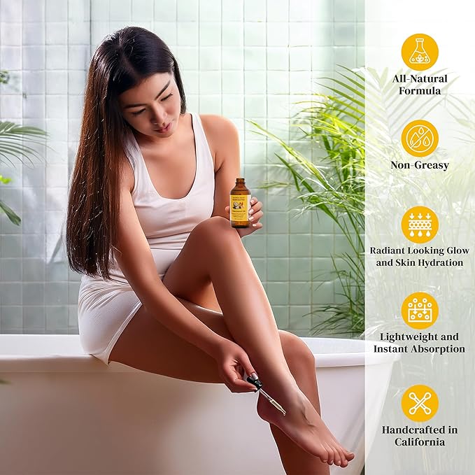 Soothing House Almond Coconut Unscented Moisturizing Body Oil with Fractionated Coconut Oil, Vitamin E, Radiant Looking Glow and Skin Hydration, Instant Absorption, Body, After-Shower oil, 4 Ounces