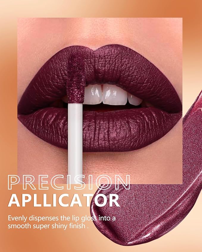 MAKI YIKA Dark Purple Lipstick for Women Metallic Lipsticks Long Lasting