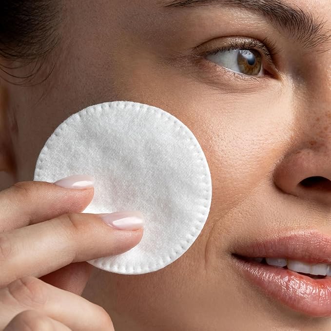 Cliganic Premium Cotton Rounds for Face (100 Count) | Makeup Remover Pads, Hypoallergenic, Lint-Free | 100% Pure Cotton