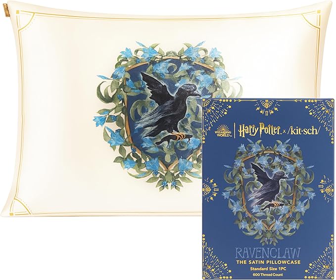 Kitsch & Harry Potter Satin Pillowcase W/Zipper - Size 19x26, Ravenclaw