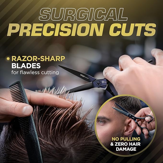 Fagaci Hair Scissors Professional 5” 440C Steel for Superior Precision, Extremely Sharp Blades Hair Cutting Scissors for Women & Men, Durable Sharpness Hair Shears for Hair Cutting, Barber Scissors