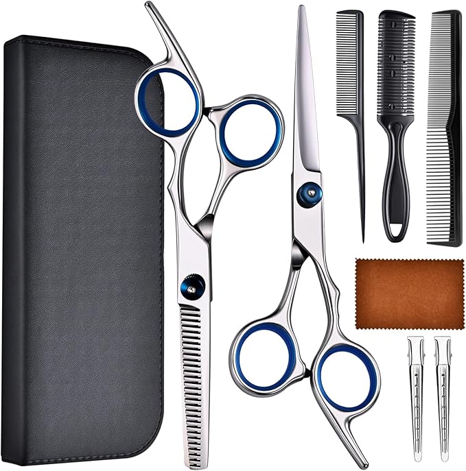 YUQGAOP Hair Cutting Scissors Set, Professional Stainless Cutting Hair Scissors, Barber Hair Cutting Scissors Thinning Shears Sharp Blades Hairdresser Haircut for Women/Men/kids, LFJ1234