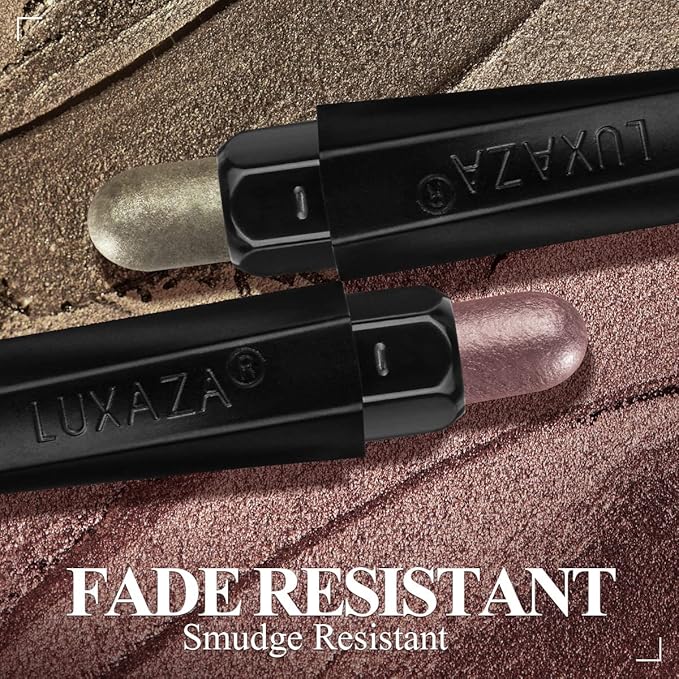 LUXAZA 3 Pcs Cream Eyeshadow Stick Quick Makeup Set Olive Plum Mauve