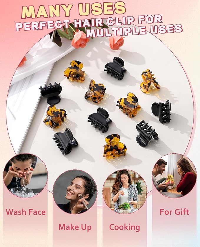 Molans 12 Pcs Small Hair Clips Mini Claw Jaw Clips Women Girls Thin Hair