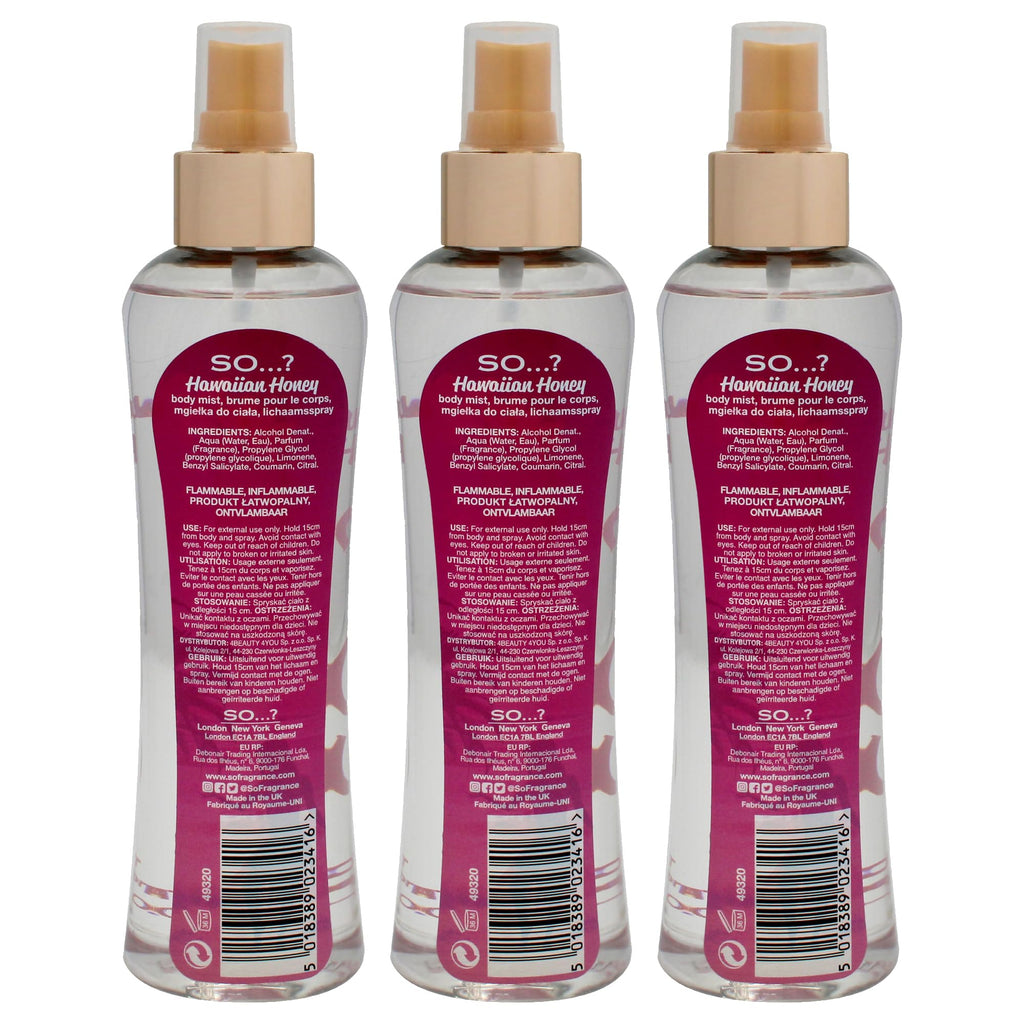 Hawaiian Honey Body Mist by So…? for Women - 6.9 oz Body Mist - Pack of 3