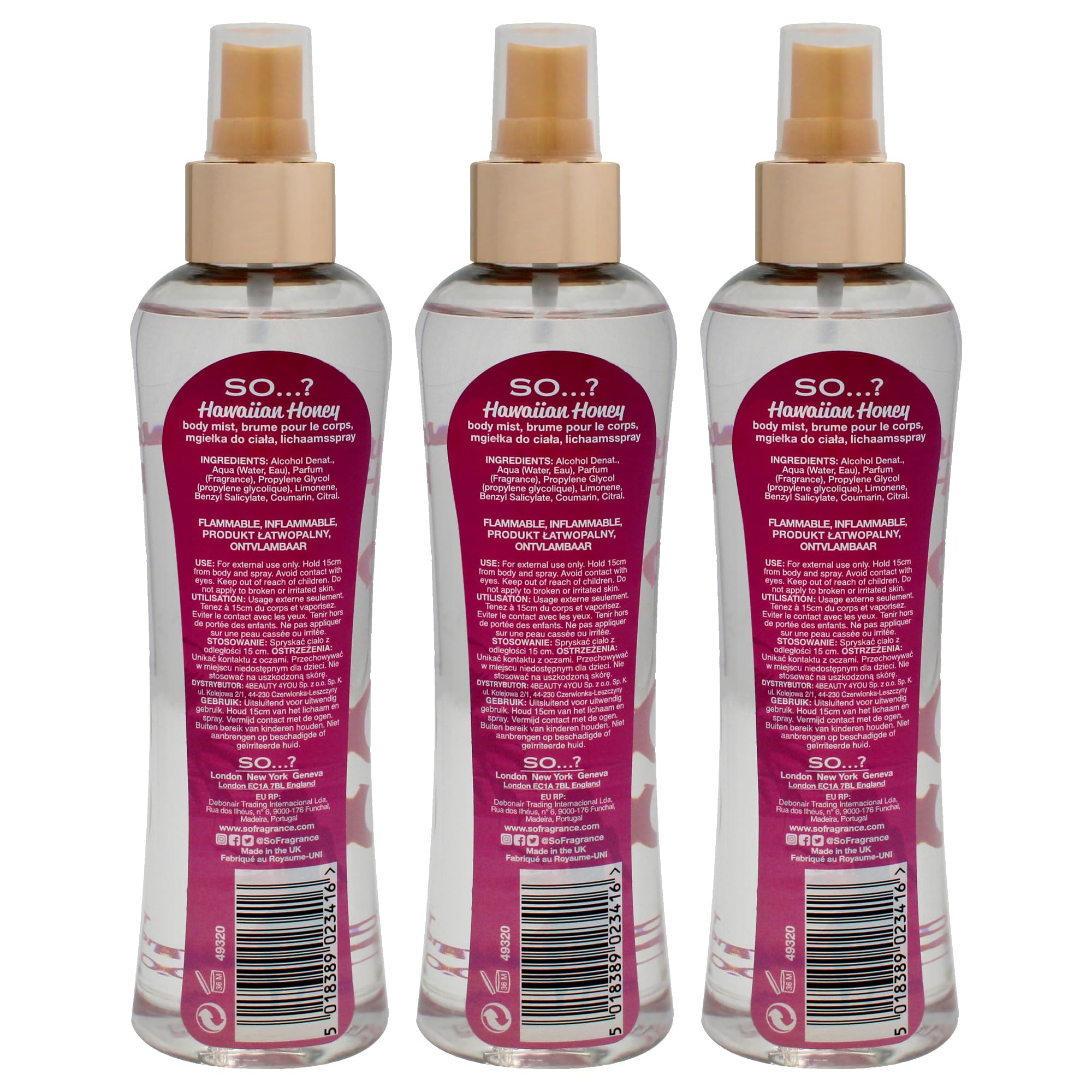 Hawaiian Honey Body Mist by So…? for Women - 6.9 oz Body Mist - Pack of 3