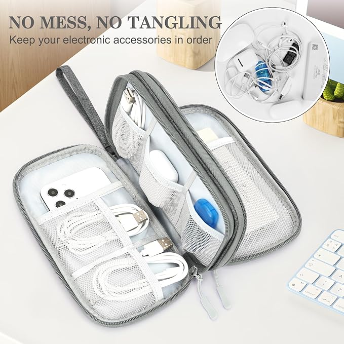 FYY Electronic Organizer, Travel Tech Pouch Bag, Medium, Dark Grey