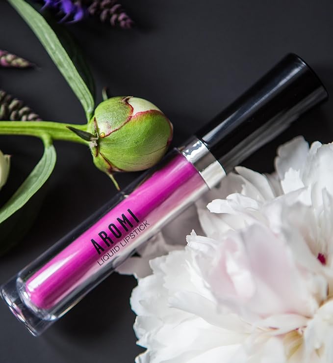 Aromi Pink Peonies Matte Liquid Lipstick, Magenta Fuchsia Shade