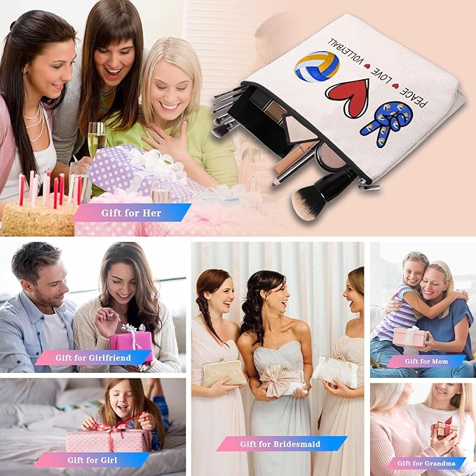 CEASQVAA Volleyball Gifts for Women: Inspirational Makeup Cosmetic Bag, Travel Pouch
