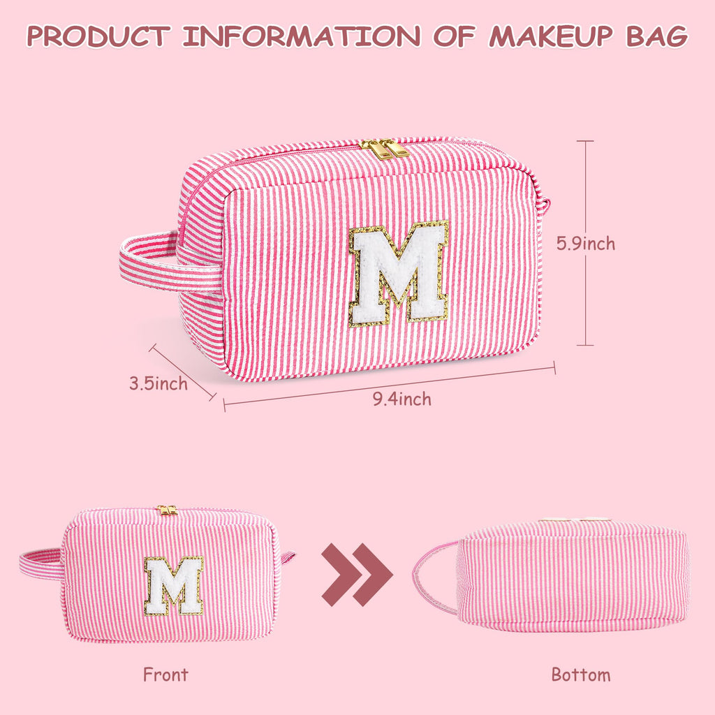 YOOLIFE Makeup Bag - Personalized Monogram Cosmetic Bag for Teen Girls, Purple Cute Travel Pouch