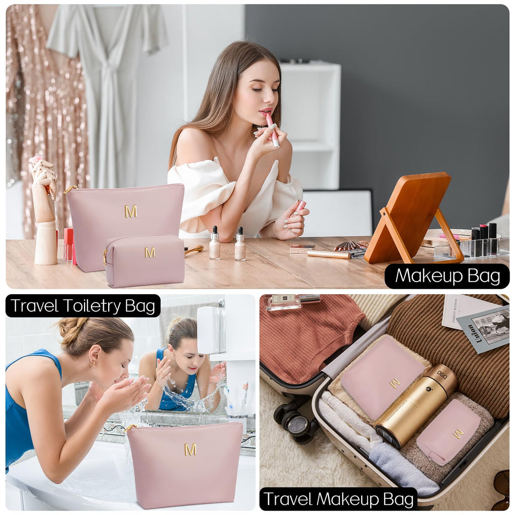 CLOUDWINGS Gifts for Women Girls Personalized Initial Travel Makeup Bag