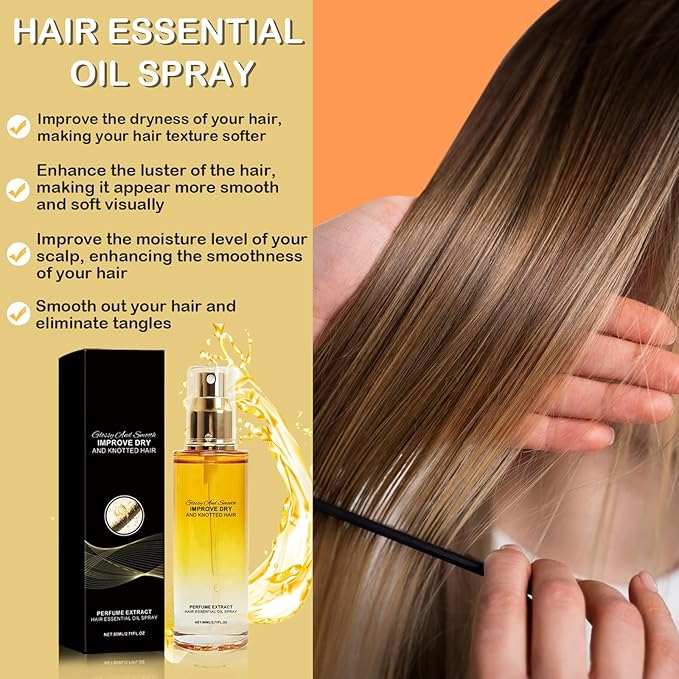 FlowFish Hair Treatment Oil, Clear Hair Oil Spray Improve Dry and Frizzy Hair, Curly Hair, Detangling, Styling and Moisturizing - for Women & Men Daily Care