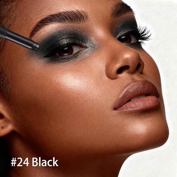 Euphily Matte Cream Eyeshadow Stick, Waterproof Eye Shadow Stick, Long-Lasting and Blendable High Pigmented Single Eyeliner Makeup for Women, 24 Black