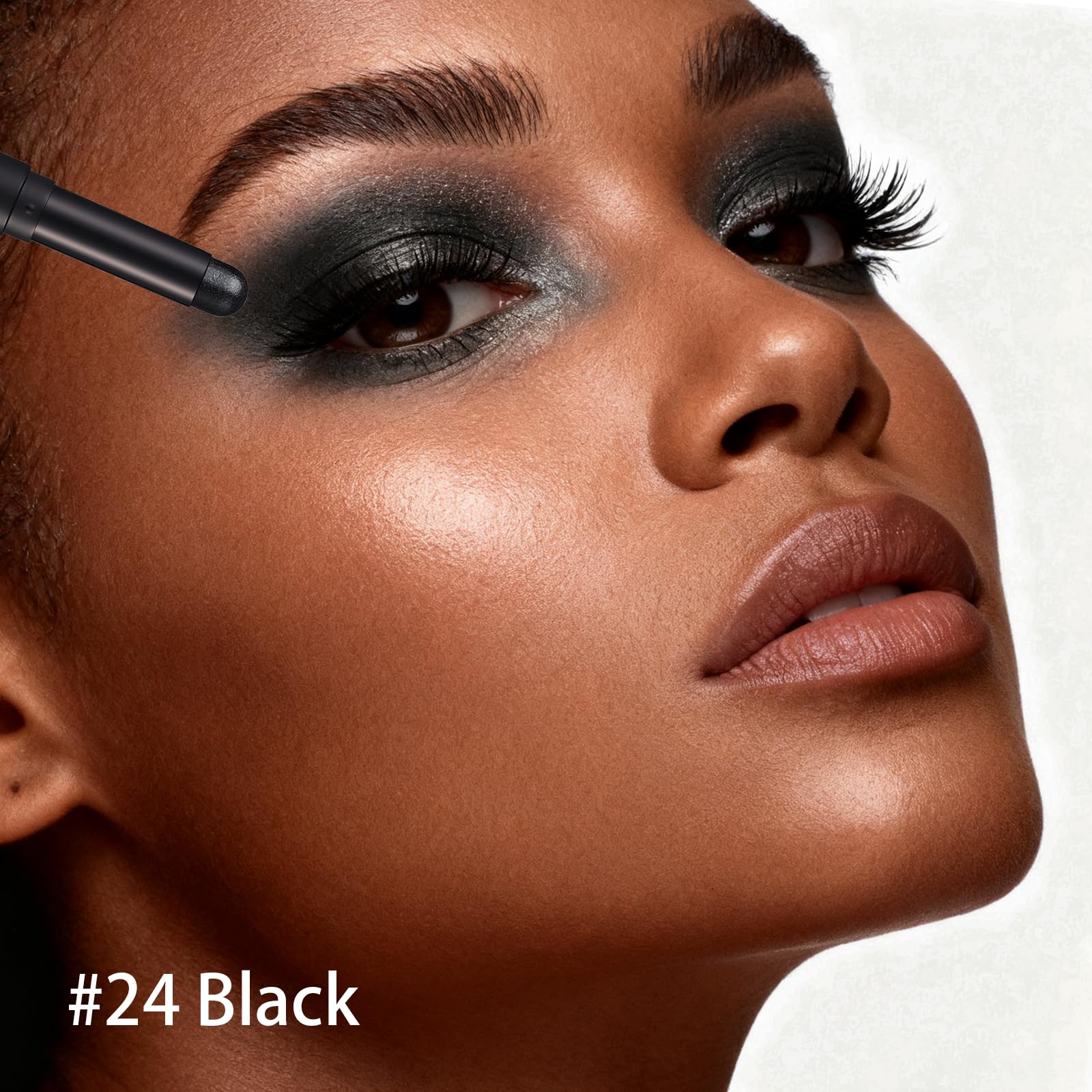 Euphily Matte Cream Eyeshadow Stick, Waterproof Eye Shadow Stick, Long-Lasting and Blendable High Pigmented Single Eyeliner Makeup for Women, 24 Black